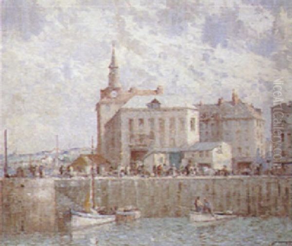 Quayside, Dieppe Oil Painting by William Lee-Hankey