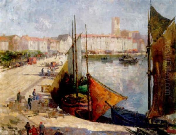 At The Harbourside Oil Painting by William Lee-Hankey