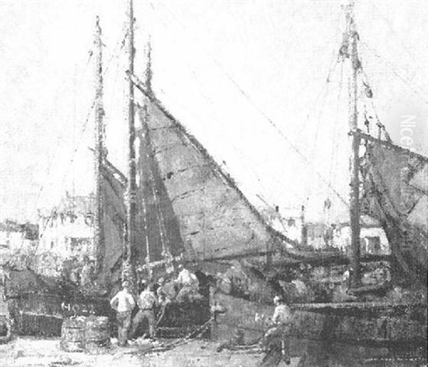 Fishing Boats, Honfleur Oil Painting by William Lee-Hankey