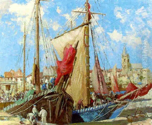 The Louvain Basin, Boulogne Oil Painting by William Lee-Hankey