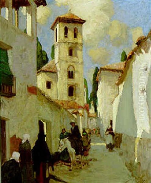 Street Scene In Southern Spain Oil Painting by William Lee-Hankey