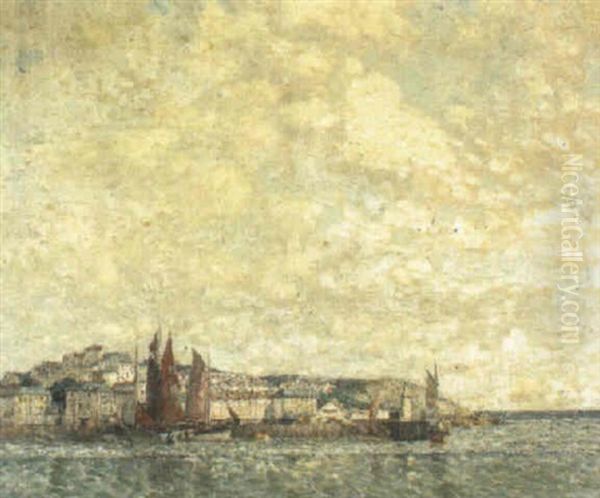 Brixham Harbour Oil Painting by William Lee-Hankey