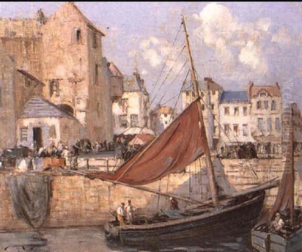 The Harbour At Honfleur Oil Painting by William Lee-Hankey