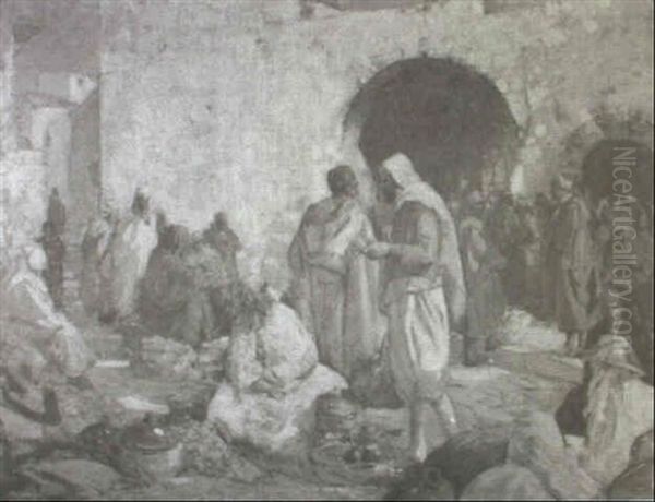 Market Scene, North Africa Oil Painting by William Lee-Hankey