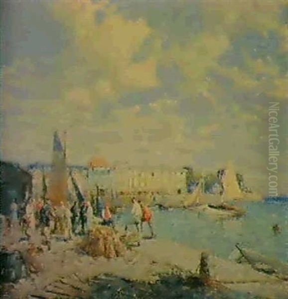 The Mussel Harvest, Honfleur Oil Painting by William Lee-Hankey