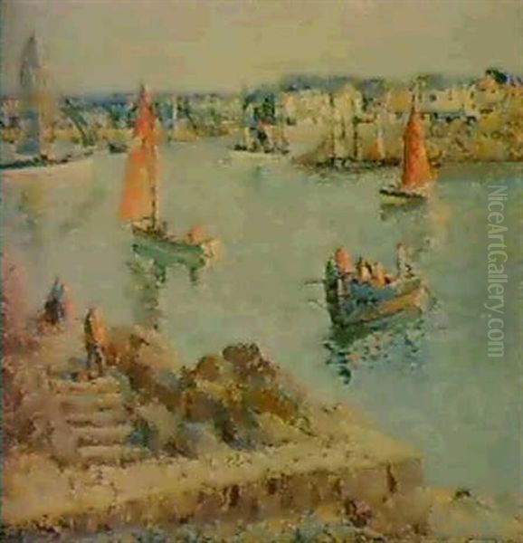 The Ferry, Concarneau Oil Painting by William Lee-Hankey