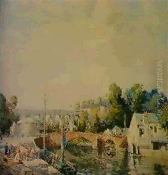 The River Rance At Dinan, Normandy Oil Painting by William Lee-Hankey