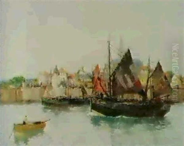 The Harbour Oil Painting by William Lee-Hankey