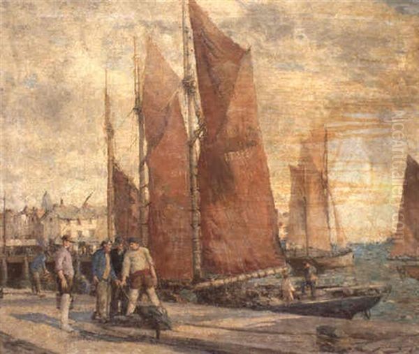 At The Quayside Oil Painting by William Lee-Hankey