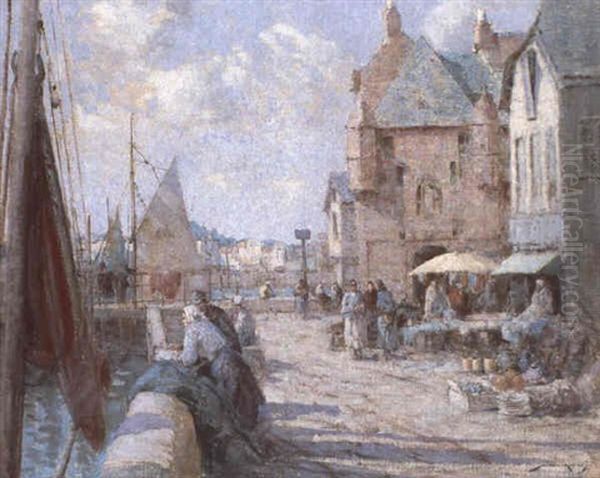 The Harbour Market Oil Painting by William Lee-Hankey