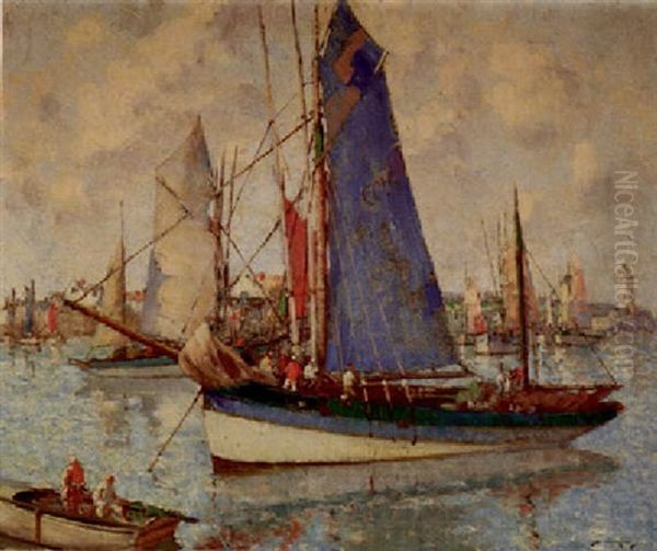 Sardine Boats, Concarneau Oil Painting by William Lee-Hankey