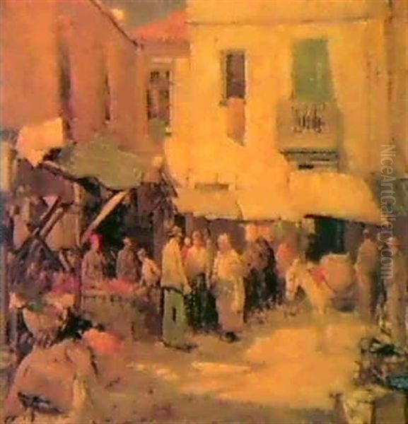 The Market, Algeciras Oil Painting by William Lee-Hankey