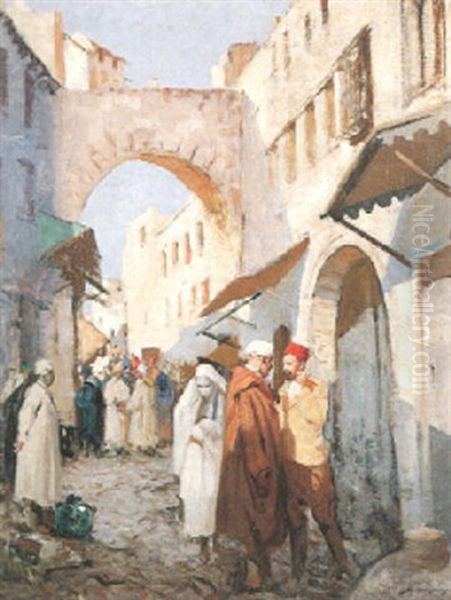 A Street In Tetuan, Morocco Oil Painting by William Lee-Hankey