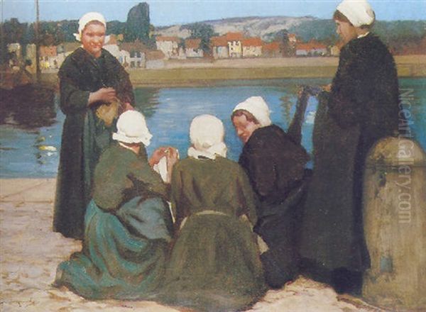 Women On The Qayside, Etaples Oil Painting by William Lee-Hankey