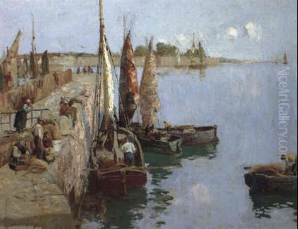 Honfleur Harbor by William Lee-Hankey