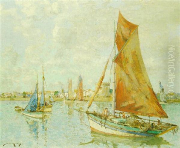 Mussel Boats, Honfleur Oil Painting by William Lee-Hankey