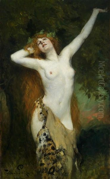 Bacchantin Oil Painting by Ferdinand Leeke