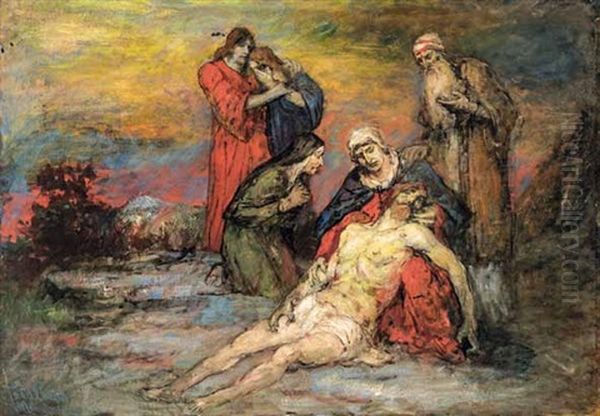 Kreuzabnahme Christi Oil Painting by Ferdinand Leeke