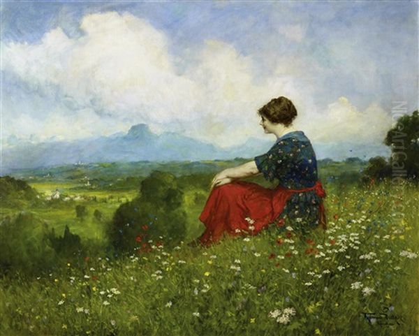 Sommertag In Den Alpen Oil Painting by Ferdinand Leeke