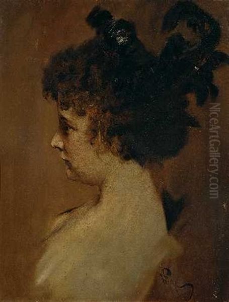 Portrait Einer Jungen Frau Oil Painting by Ferdinand Leeke