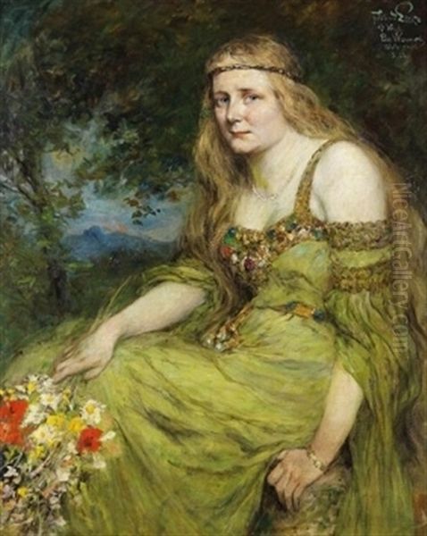 Portrat Einer Sitzenden Jungen Frau (else Wermuth) Oil Painting by Ferdinand Leeke