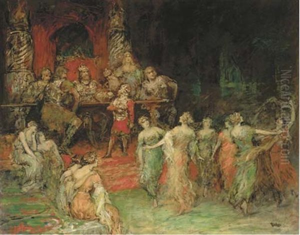 At King Laurin's Table Oil Painting by Ferdinand Leeke