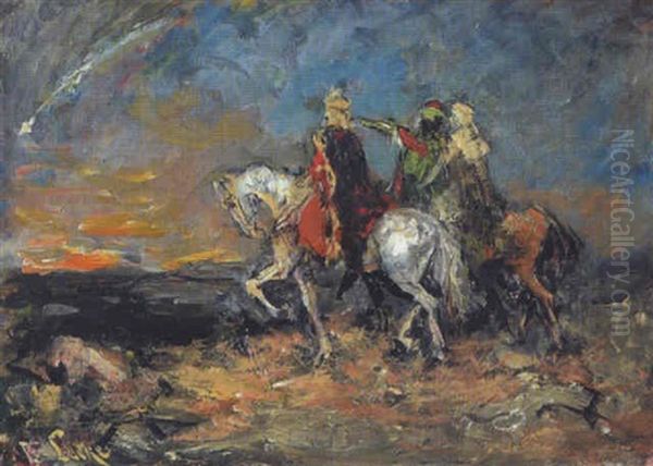 Die Heiligen Drei Konige Oil Painting by Ferdinand Leeke