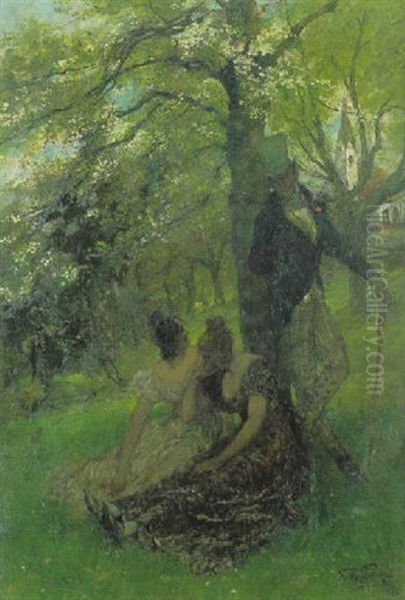 Fruhling Oil Painting by Ferdinand Leeke