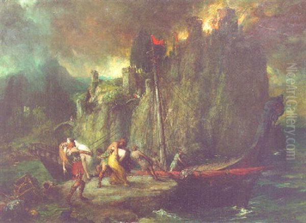 Vikings Looting Oil Painting by Ferdinand Leeke