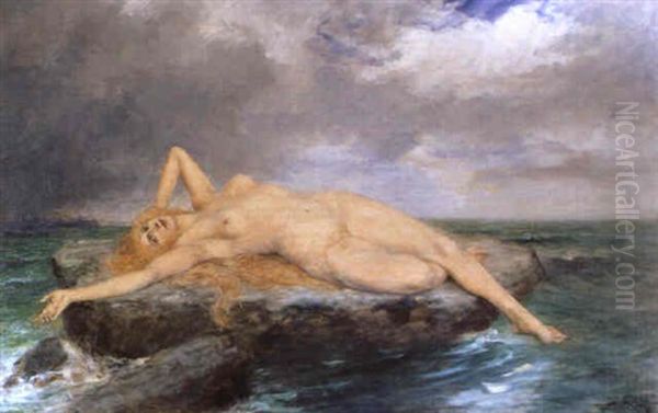 Liegender Akt Am Meeresufer Oil Painting by Ferdinand Leeke