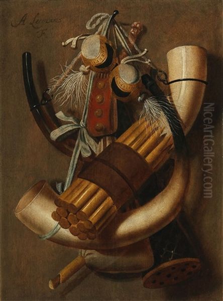 A Still Life With Hunting Equipment Oil Painting by Antonius Leemans