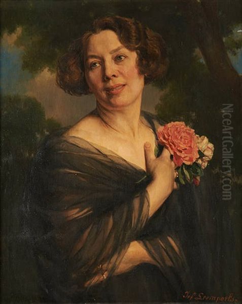 Portrait De Madame Raoul Dupas Oil Painting by Joseph (Jef) Leempoels