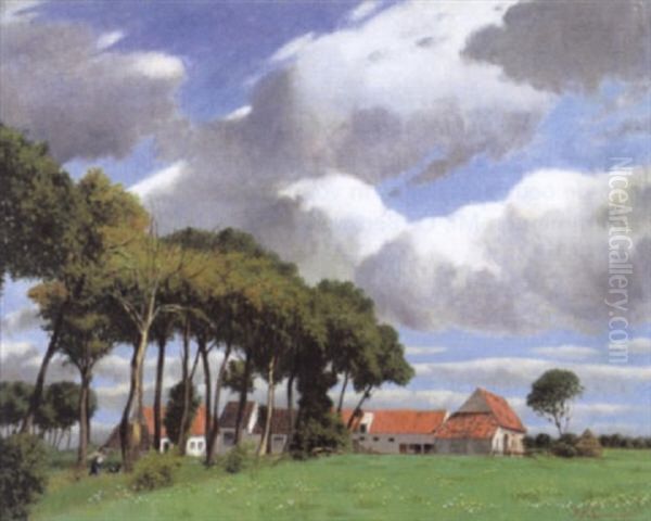 Grande Ferme Flamande Oil Painting by Joseph (Jef) Leempoels