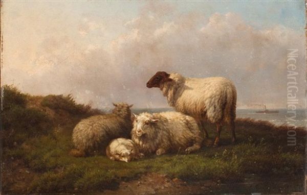 Les Moutons Oil Painting by Cornelis van Leemputten