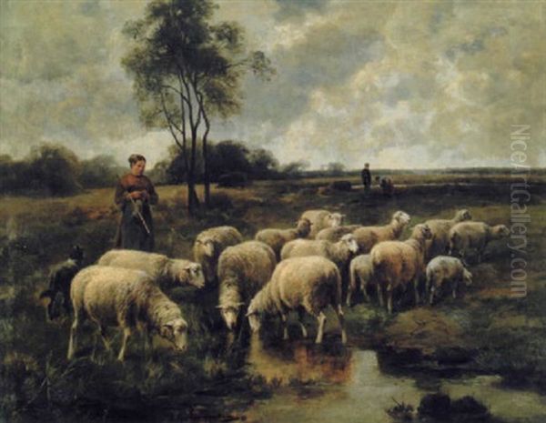 Tending The Herd Oil Painting by Cornelis van Leemputten