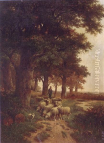 Tending The Sheep Oil Painting by Cornelis van Leemputten