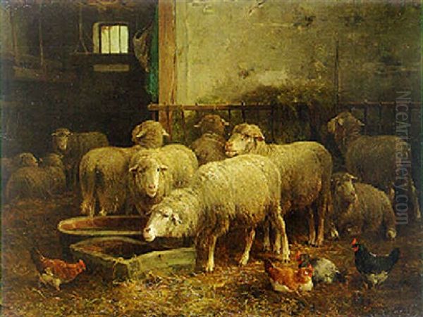 The Sheep Fold Oil Painting by Cornelis van Leemputten