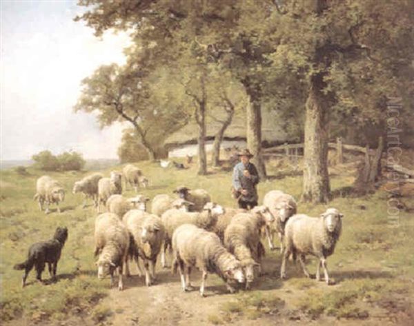 Schaapherder Met Kudde Oil Painting by Cornelis van Leemputten