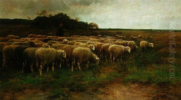 Driving The Herd Oil Painting by Cornelis van Leemputten