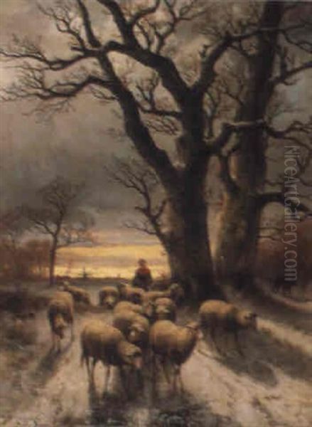 Minding The Flock Oil Painting by Cornelis van Leemputten