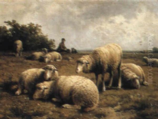 Minding The Flock Oil Painting by Cornelis van Leemputten