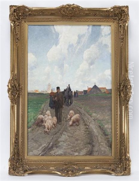 Untitled (pigs Going To Market) by Frans Van Leemputten