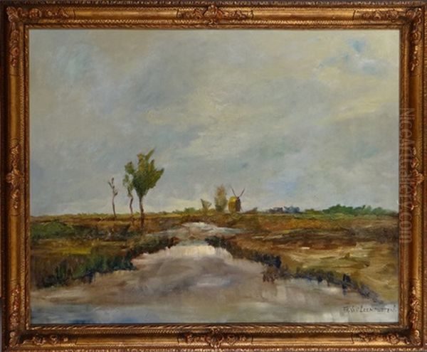 Paysage Au Moulin Oil Painting by Frans Van Leemputten