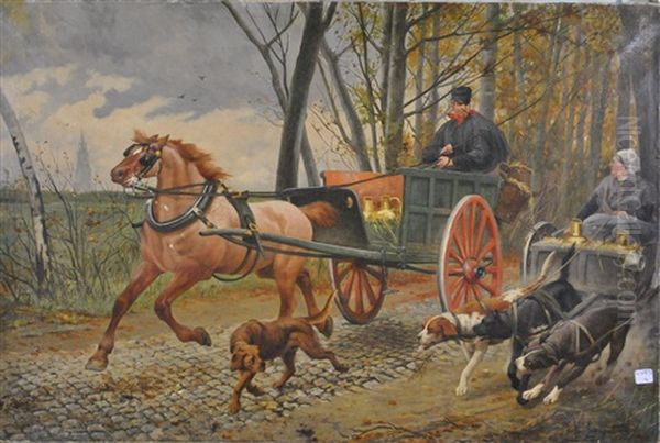 Attelage Oil Painting by Frans Van Leemputten