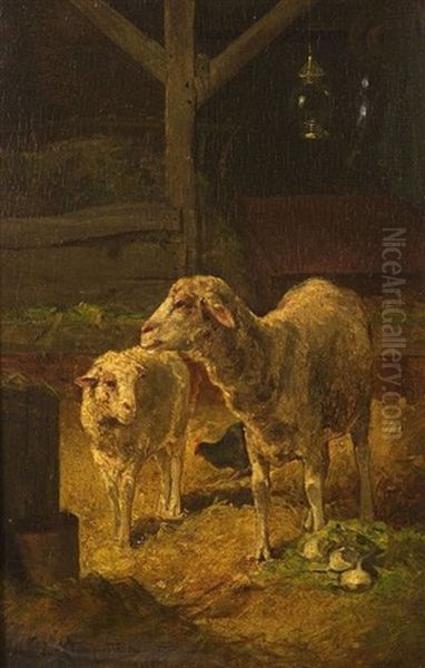 Sheep Oil Painting by Frans Van Leemputten