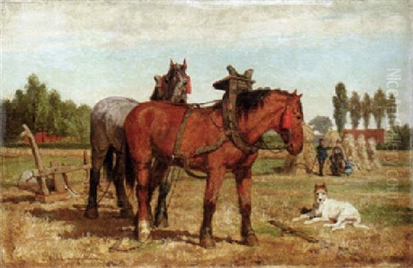 The Team At Rest Oil Painting by Frans Van Leemputten