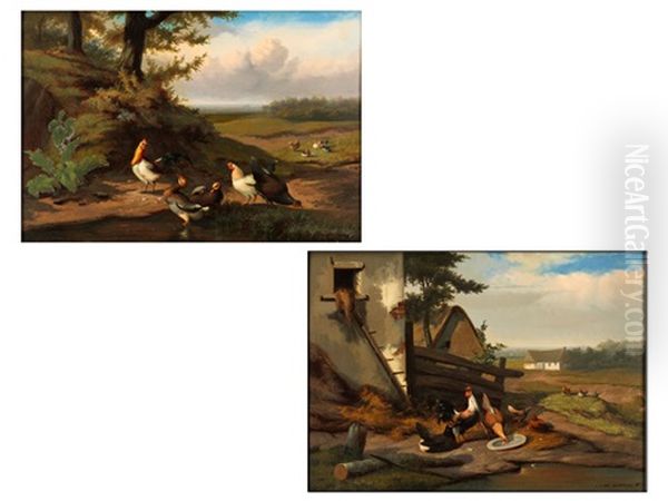 Landschaft Mit Federvieh
Huhner Vor Dem Bauernhof Oil Painting by Jef Louis Van Leemputten