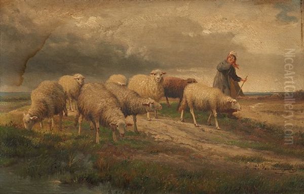 Bergere Et Ses Moutons Avant L