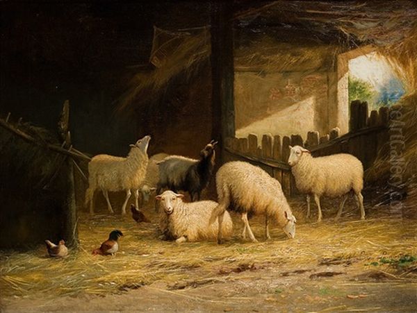 Bergerie Oil Painting by Jef Louis Van Leemputten