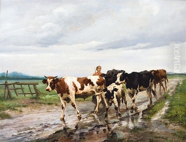 Vachere Oil Painting by Jef Louis Van Leemputten